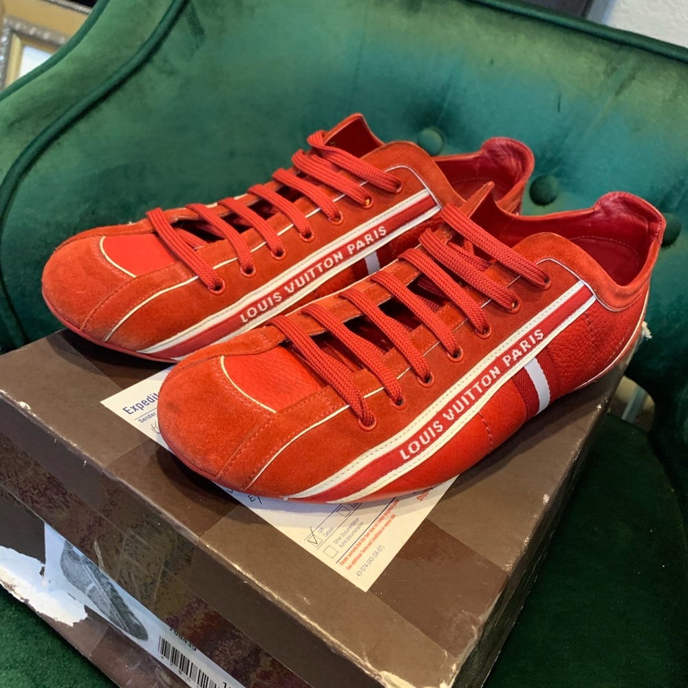 Louis Vuitton shoes men sneakers red shoes 9 Authentic designer shoes